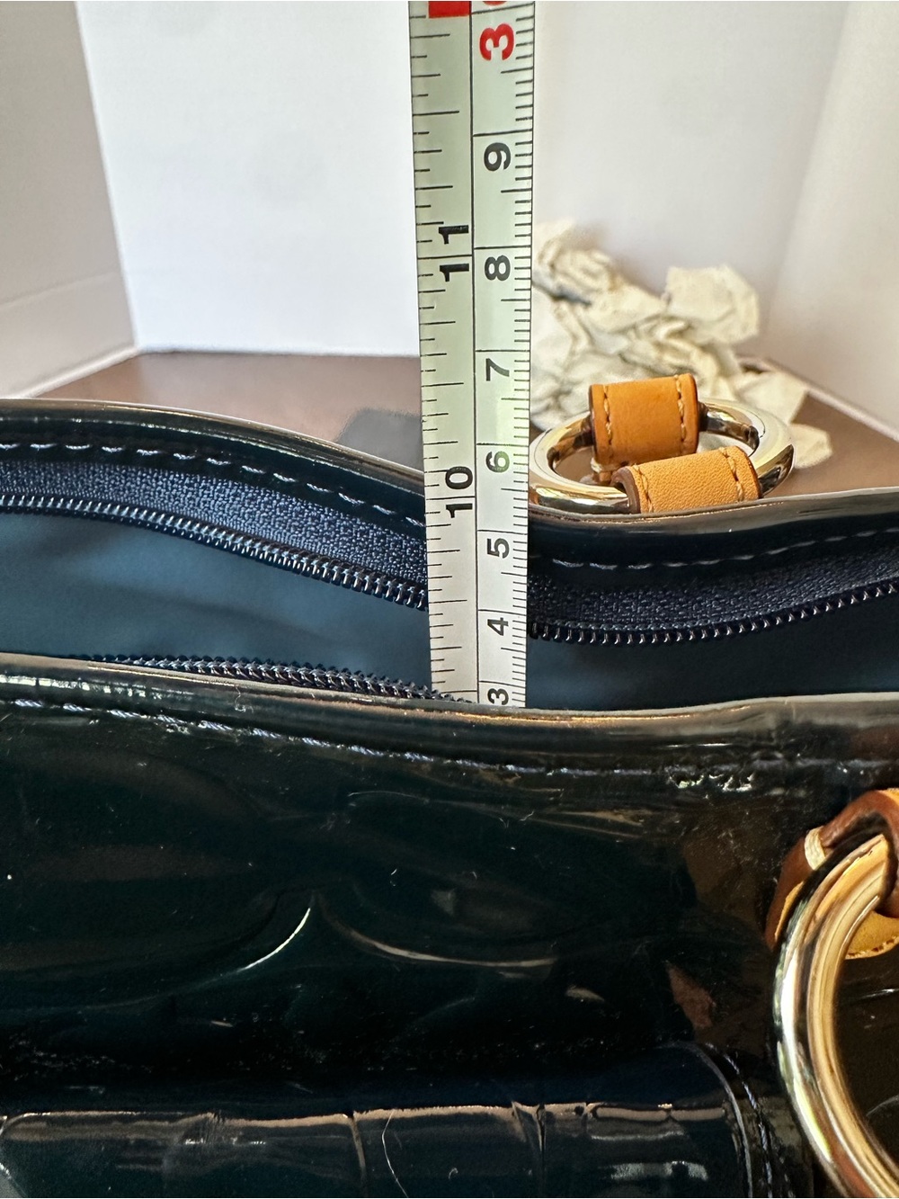 COACH Leah Rich Navy Patent Leather Tote w/ Hang Tag - Picture 14 of 16